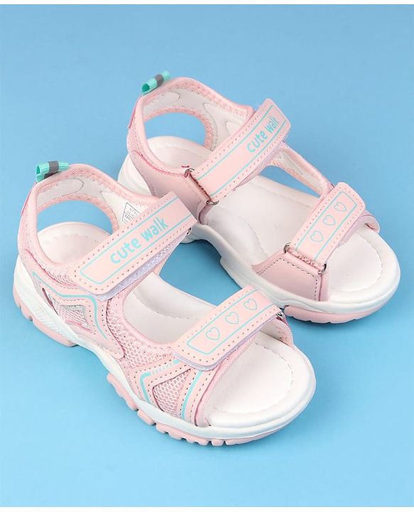 Cute Walk by Babyhug Velcro Closure Solid Colour Sandals - Pink