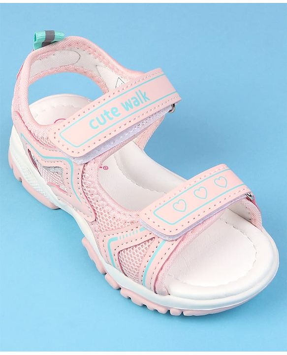 Cute Walk by Babyhug Velcro Closure Solid Colour Sandals - Pink