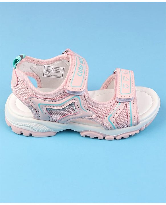 Cute Walk by Babyhug Velcro Closure Solid Colour Sandals - Pink