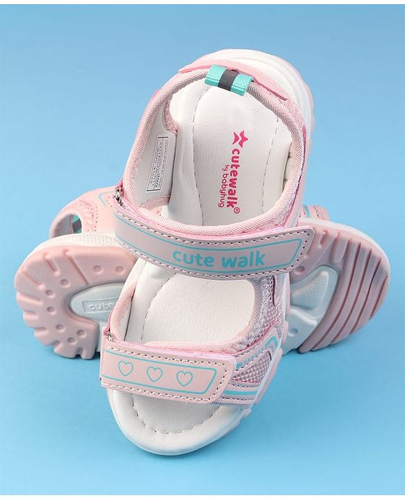 Cute Walk by Babyhug Velcro Closure Solid Colour Sandals - Pink