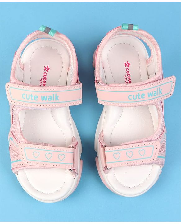 Cute Walk by Babyhug Velcro Closure Solid Colour Sandals - Pink