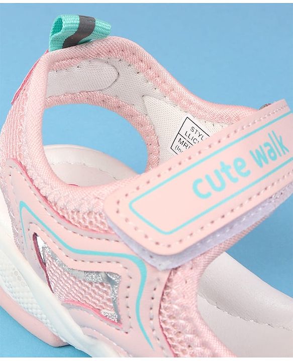 Cute Walk by Babyhug Velcro Closure Solid Colour Sandals - Pink