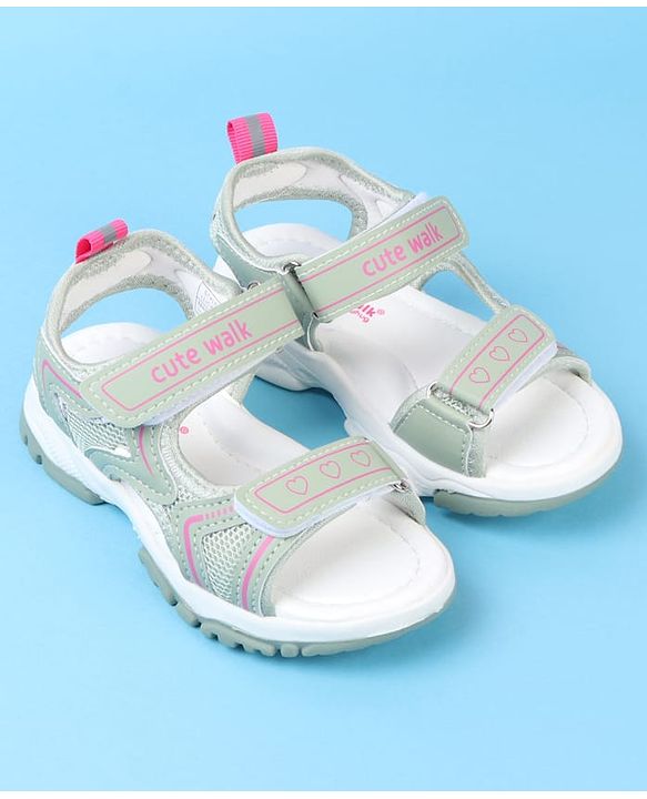 Cute Walk by Babyhug Velcro Closure Solid Colour Sandals - Pink