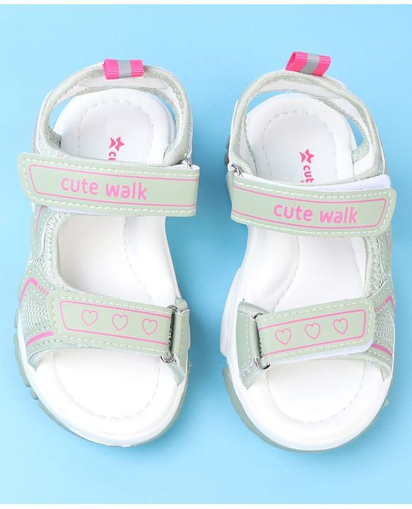 Cute Walk by Babyhug Velcro Closure Solid Colour Sandals - Pink