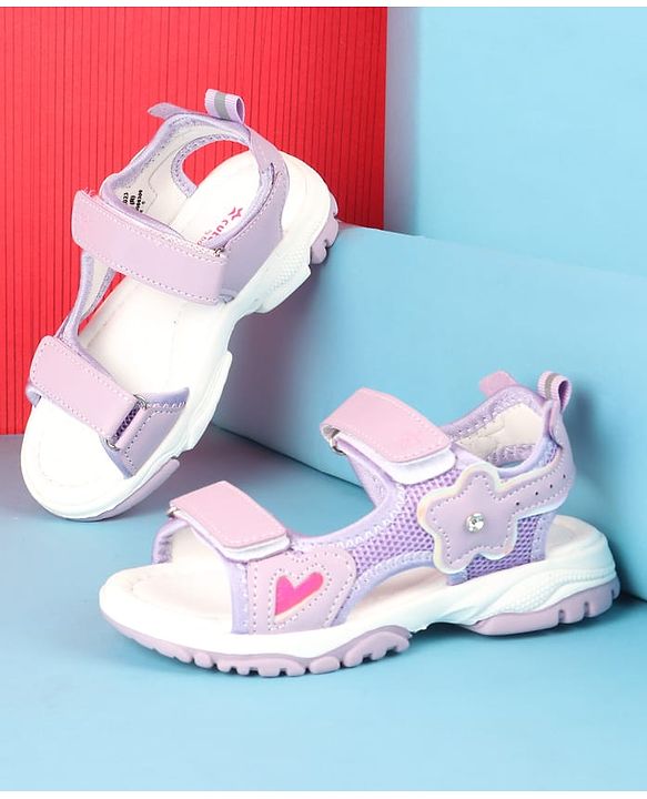 Cute Walk by Babyhug Velcro Closure Sandals with Floral Applique - Peach