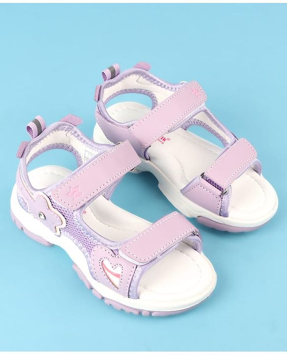 Cute Walk by Babyhug Velcro Closure Sandals with Floral Applique - Peach