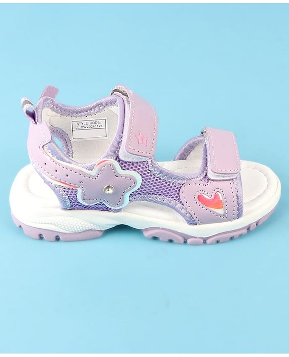 Cute Walk by Babyhug Velcro Closure Sandals with Floral Applique - Peach