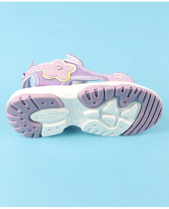 Cute Walk by Babyhug Velcro Closure Sandals with Floral Applique - Peach