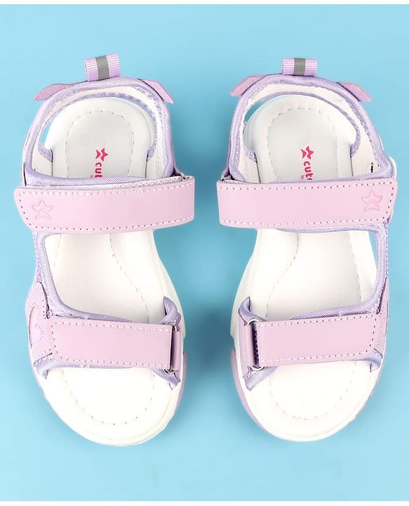 Cute Walk by Babyhug Velcro Closure Sandals with Floral Applique - Peach