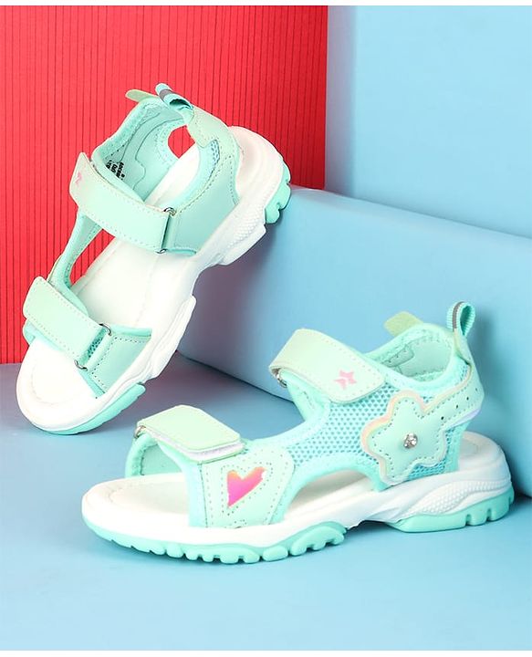 Cute Walk by Babyhug Velcro Closure Sandals with Floral Applique - Peach