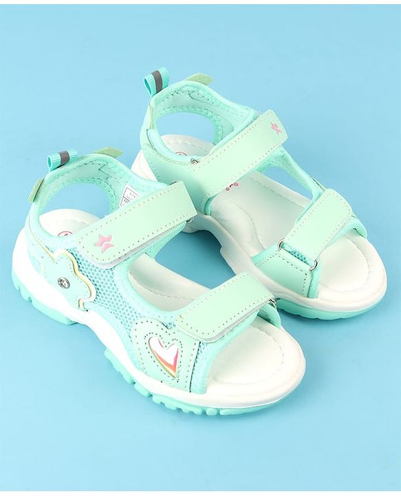Cute Walk by Babyhug Velcro Closure Sandals with Floral Applique - Peach