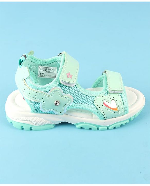 Cute Walk by Babyhug Velcro Closure Sandals with Floral Applique - Peach