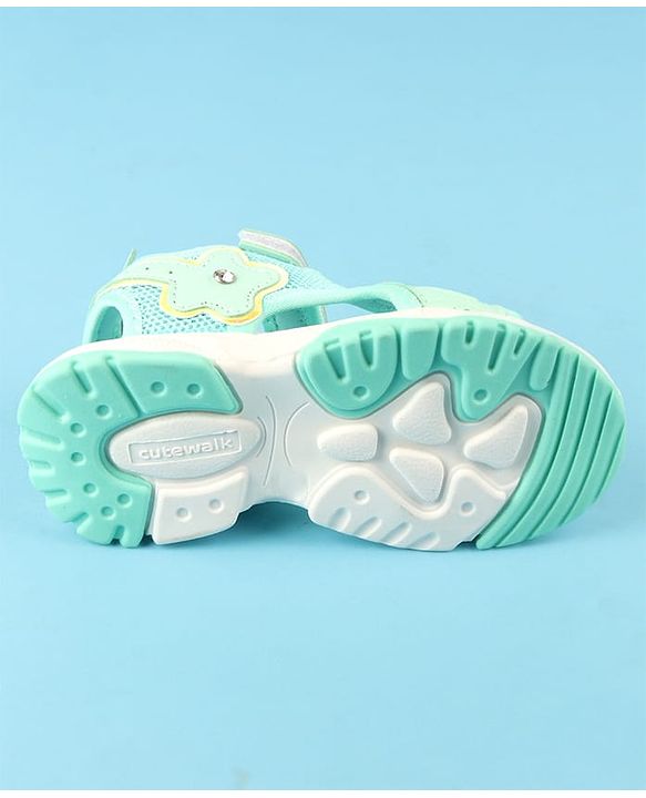 Cute Walk by Babyhug Velcro Closure Sandals with Floral Applique - Peach