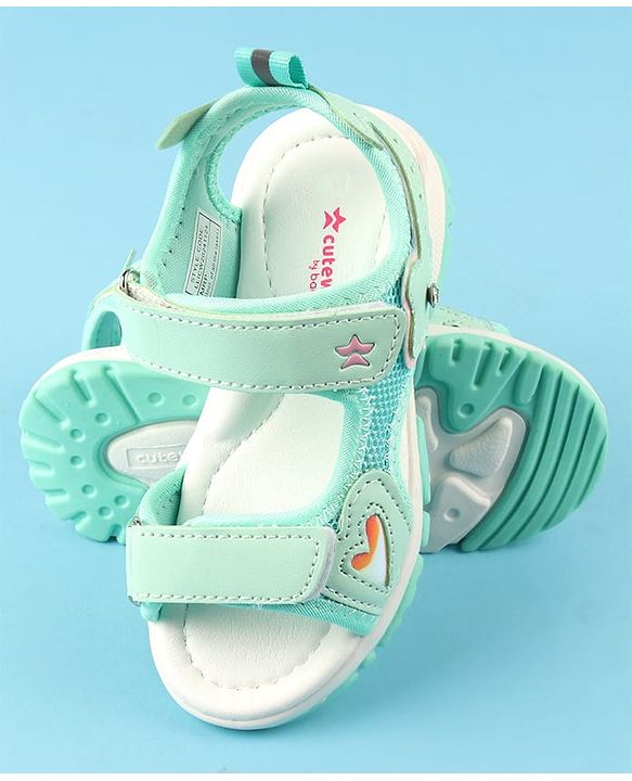 Cute Walk by Babyhug Velcro Closure Sandals with Floral Applique - Peach