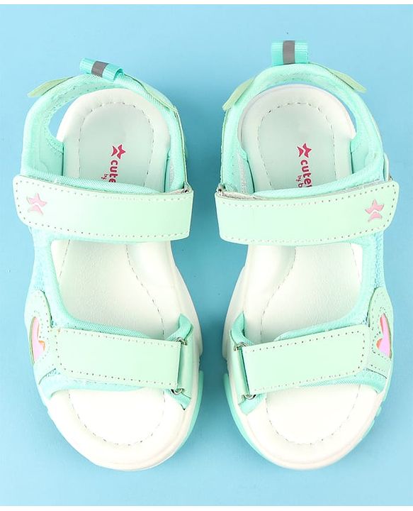Cute Walk by Babyhug Velcro Closure Sandals with Floral Applique - Peach