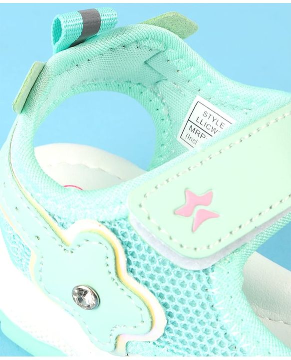 Cute Walk by Babyhug Velcro Closure Sandals with Floral Applique - Peach