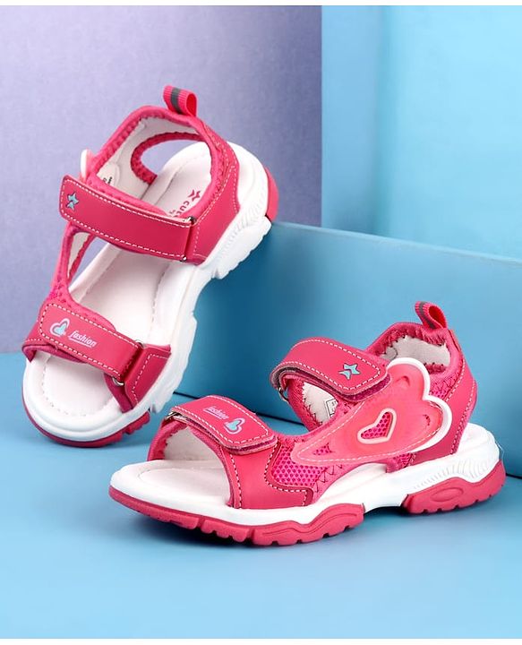 Cute Walk by Babyhug Velcro Closure Sandals with Fashion Print - Fuchsia