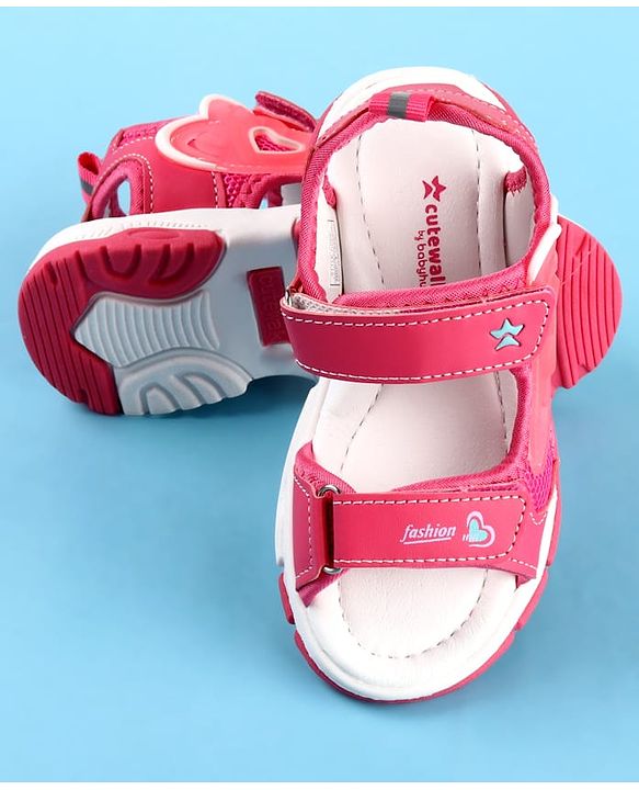 Cute Walk by Babyhug Velcro Closure Sandals with Fashion Print - Fuchsia