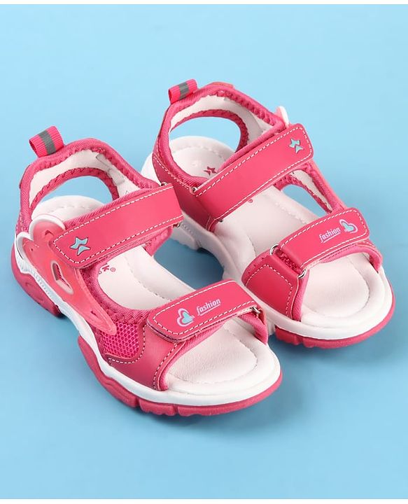 Cute Walk by Babyhug Velcro Closure Sandals with Fashion Print - Fuchsia