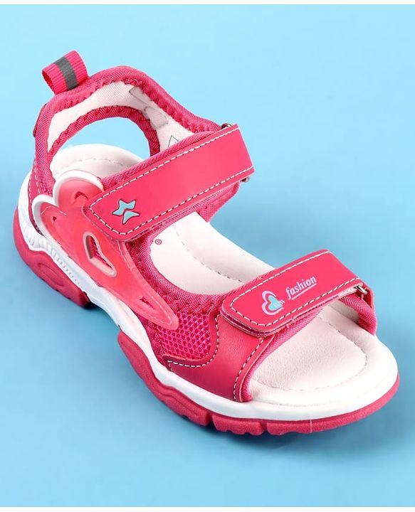 Cute Walk by Babyhug Velcro Closure Sandals with Fashion Print - Fuchsia