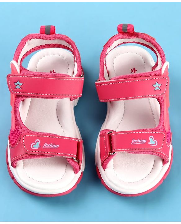Cute Walk by Babyhug Velcro Closure Sandals with Fashion Print - Fuchsia