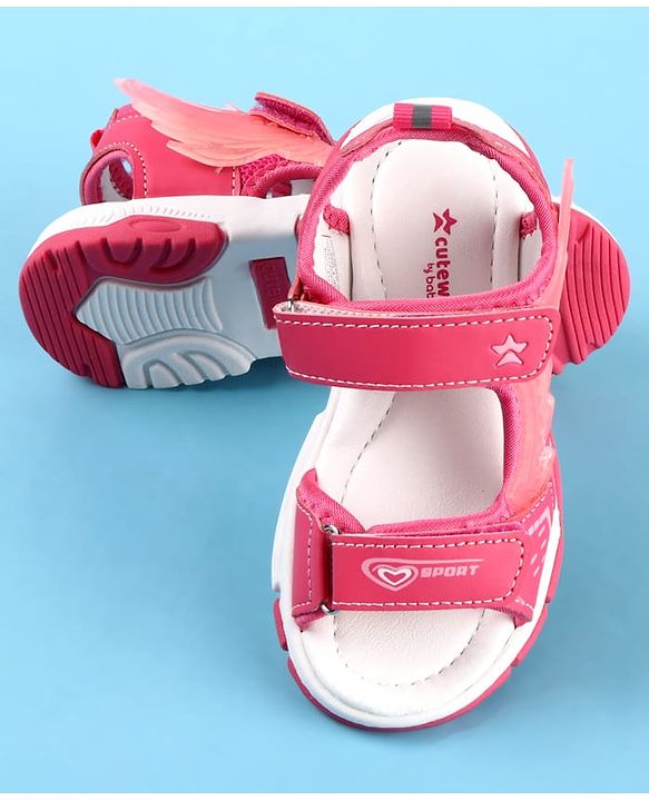Cute Walk by Babyhug Velcro Closure Sandals with Sport Print - Fuchsia