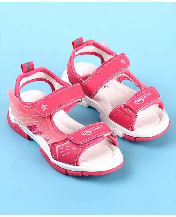Cute Walk by Babyhug Velcro Closure Sandals with Sport Print - Fuchsia