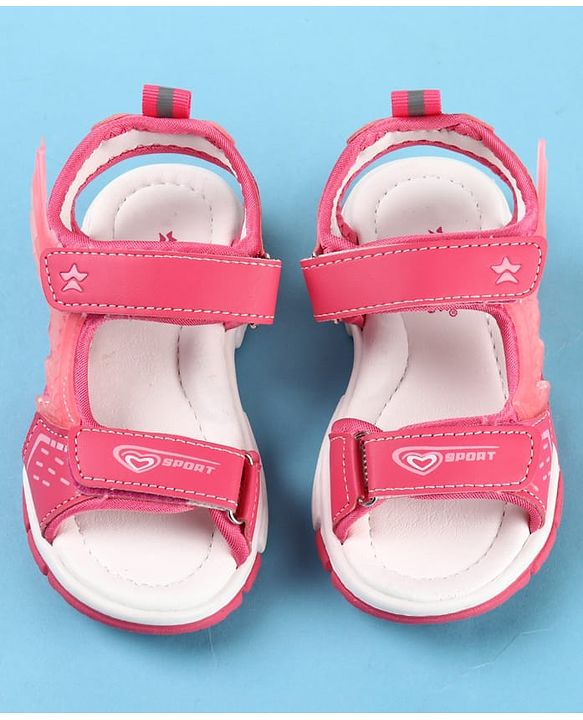 Cute Walk by Babyhug Velcro Closure Sandals with Sport Print - Fuchsia