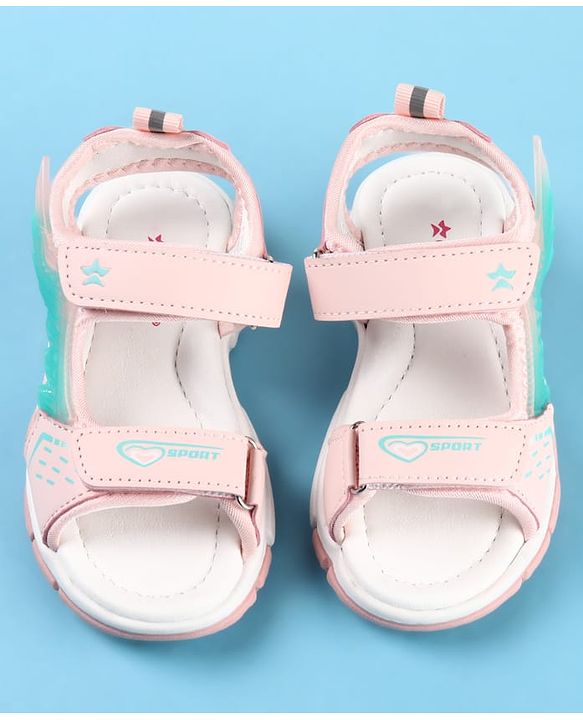 Cute Walk by Babyhug Velcro Closure Sandals with Sport Print - Fuchsia