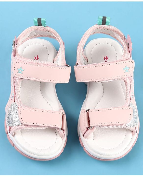 Cute Walk by Babyhug Velcro Closure Sandals with Floral Applique - Pink