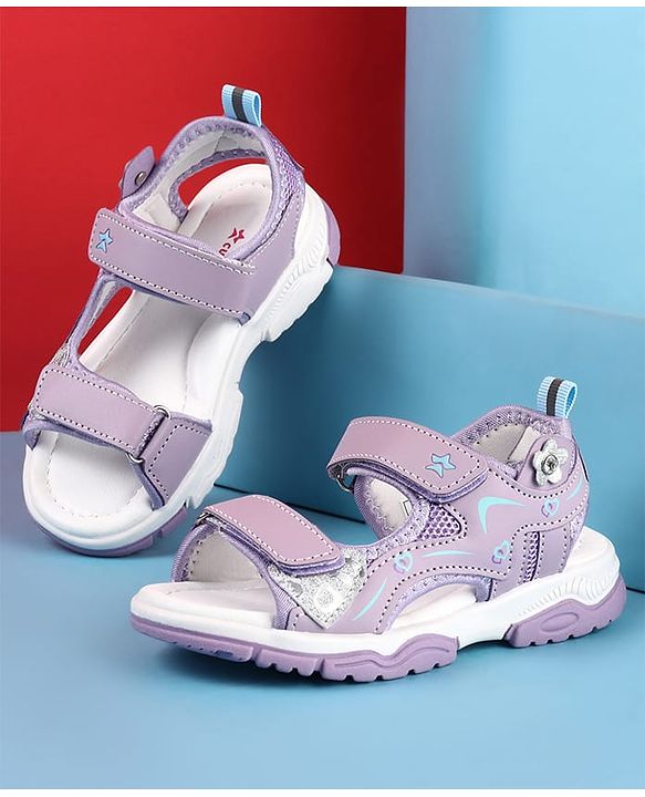 Cute Walk by Babyhug Velcro Closure Sandals with Floral Applique - Pink
