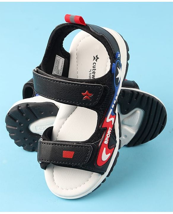 Cute Walk by Babyhug Velcro Closure Sandals with Applique - Black