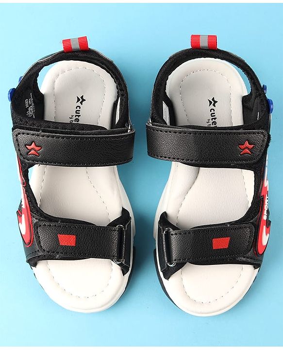 Cute Walk by Babyhug Velcro Closure Sandals with Applique - Black