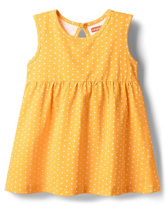 Babyhug Cotton Knit Onepiece Dress Polka Dot Multi Color 3-6 Months