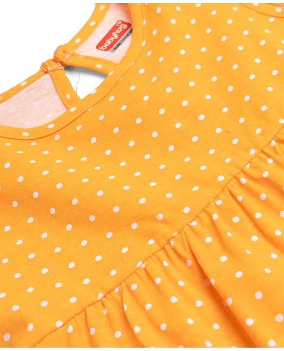 Babyhug Cotton Knit Onepiece Dress Polka Dot Multi Color 3-6 Months