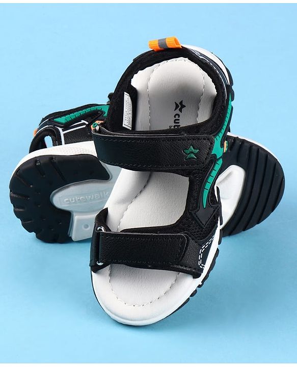 Cute Walk by Babyhug Velcro Closure Sandals with Applique -  Black