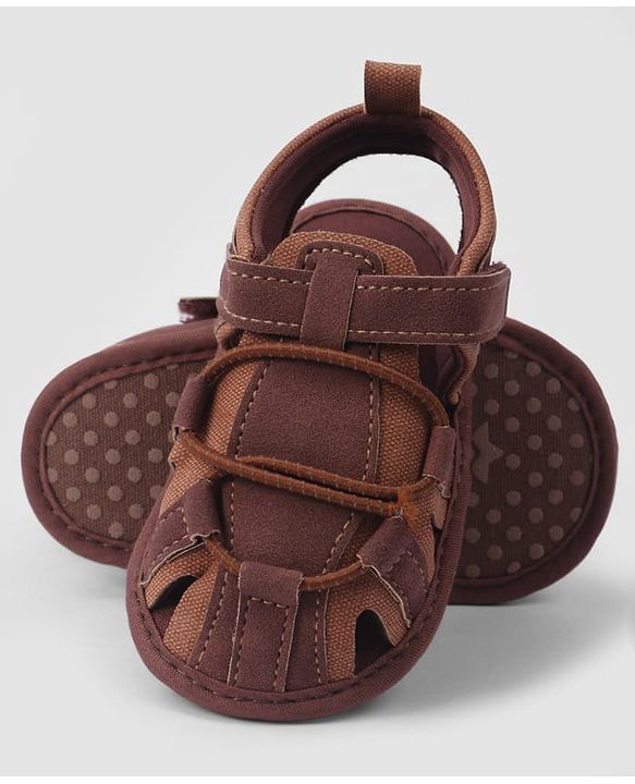 Cute Walk by Babyhug Velcro Closure Solid Colour Booties - Brown