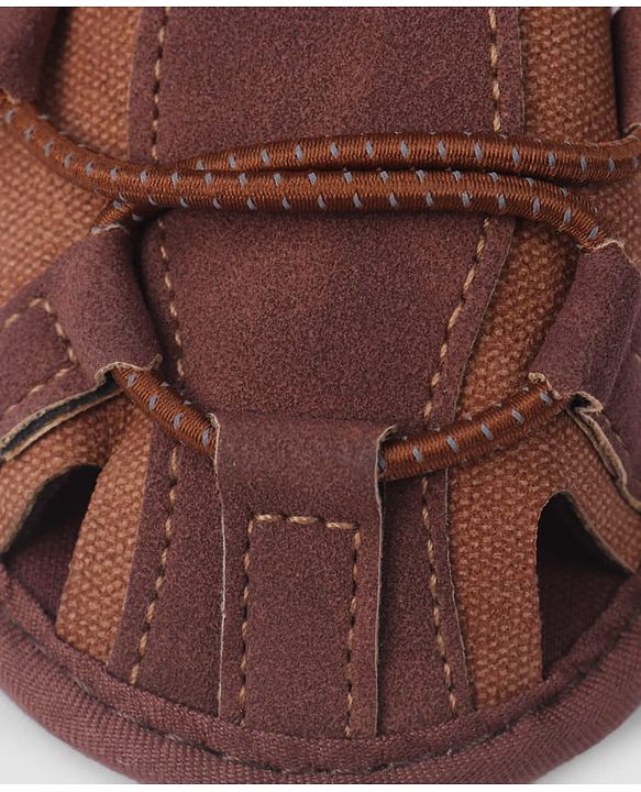 Cute Walk by Babyhug Velcro Closure Solid Colour Booties - Brown