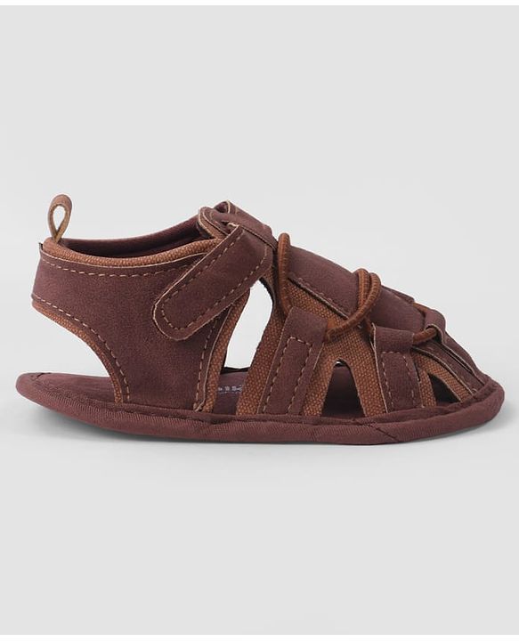 Cute Walk by Babyhug Velcro Closure Solid Colour Booties - Brown