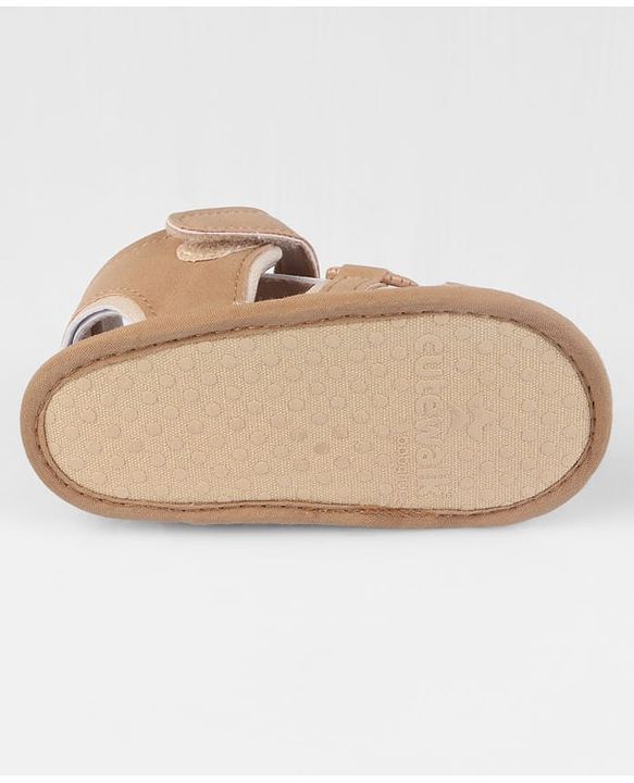 Cute Walk by Babyhug Velcro Closure Solid Colour Booties - Brown