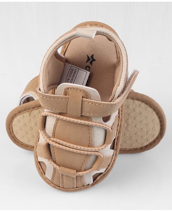 Cute Walk by Babyhug Velcro Closure Solid Colour Booties - Brown