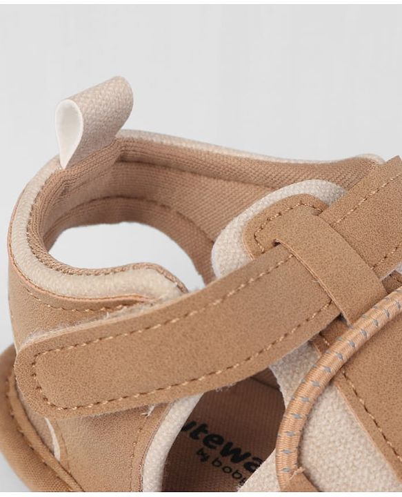 Cute Walk by Babyhug Velcro Closure Solid Colour Booties - Brown