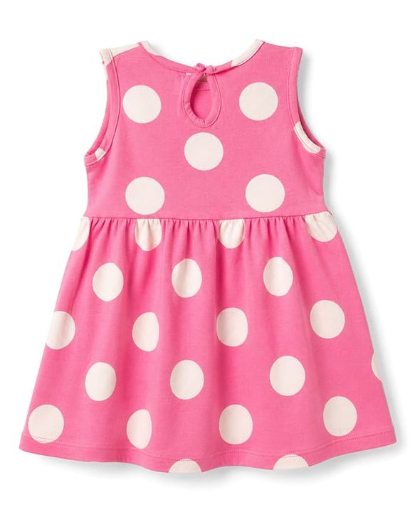 Babyhug Cotton Knit One Piece Dresses/Frocks Polka Dot Multi Color 6-9 Months