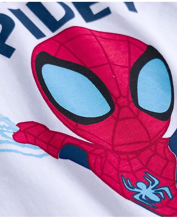 Babyhug Marvel Single Jersey Knit Half Sleeves T-Shirt With Spiderman Graphics - White
