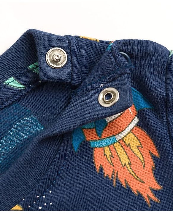Babyhug Cotton Knit Full Sleeves Space Theme Printed Co-Ords T-Shirt & Pyjama Night Suit - Navy Blue