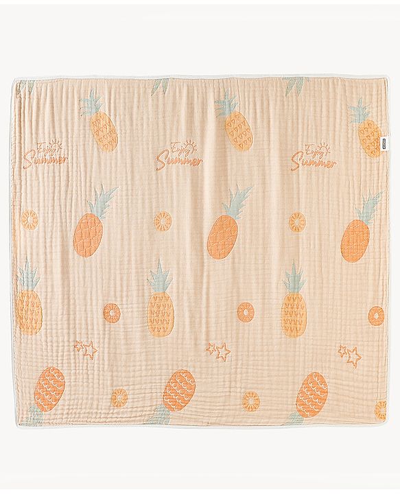 Babyhug 100% Pure Cotton Six Layer Baby Blanket Space Print  Super Soft & Absorbent| All Season Blanket| New Born Gifting| Bath Towel, Wrapper, Feeding Towel| Machine Washable- Blue