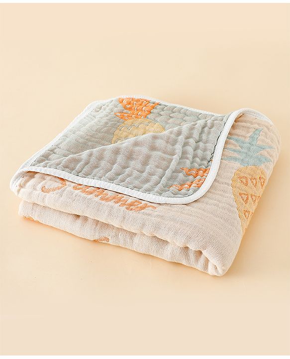 Babyhug 100% Pure Cotton Six Layer Baby Blanket Space Print  Super Soft & Absorbent| All Season Blanket| New Born Gifting| Bath Towel, Wrapper, Feeding Towel| Machine Washable- Blue