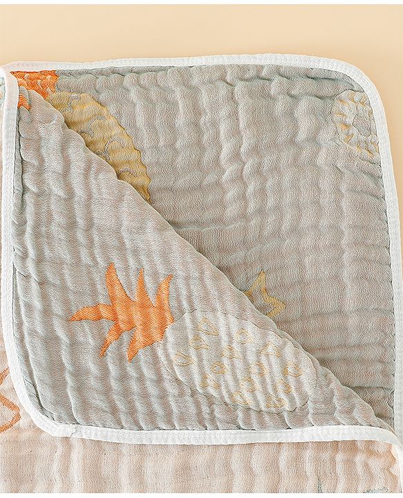 Babyhug 100% Pure Cotton Six Layer Baby Blanket Space Print  Super Soft & Absorbent| All Season Blanket| New Born Gifting| Bath Towel, Wrapper, Feeding Towel| Machine Washable- Blue
