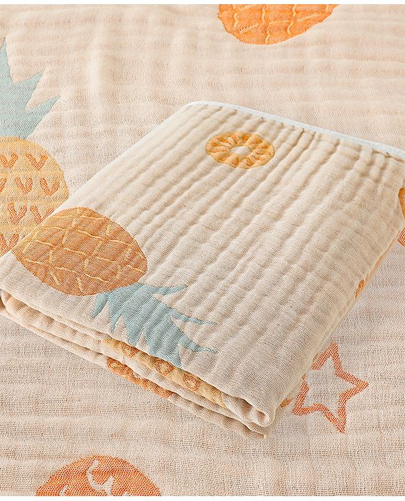 Babyhug 100% Pure Cotton Six Layer Baby Blanket Space Print  Super Soft & Absorbent| All Season Blanket| New Born Gifting| Bath Towel, Wrapper, Feeding Towel| Machine Washable- Blue