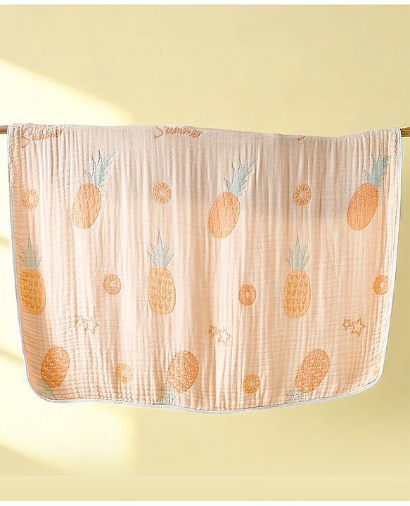 Babyhug 100% Pure Cotton Six Layer Baby Blanket Space Print  Super Soft & Absorbent| All Season Blanket| New Born Gifting| Bath Towel, Wrapper, Feeding Towel| Machine Washable- Blue